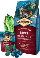 Carnilove feline adult salmón sensitive long hair pienso para gatos