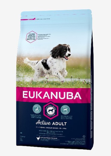 Eukanuba Adult Razas Medianas Mantenimiento con Pollo pienso para perros