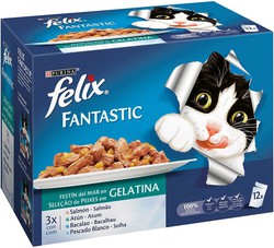 Felix fantastic festín sabores carne en gelatina comida húmeda para gatos