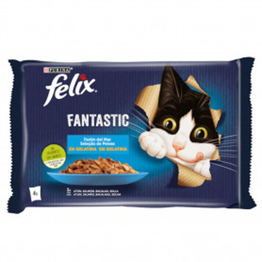 Felix fantatstic festín del mar pescado en gelatina comida húmeda para gatos