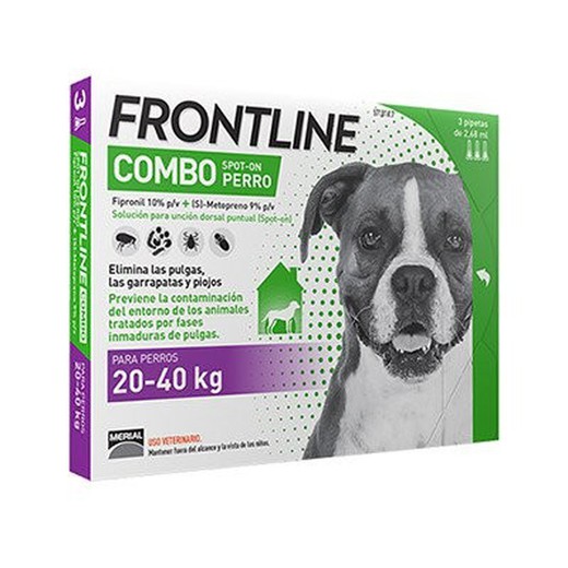 Frontline combo spot-on perros de 20-40kg antiparasitario para perros