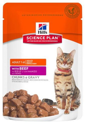 Hill's feline adult ternera sobres comida húmeda 12 pouchs de 85 gr. comida húmeda para gatos