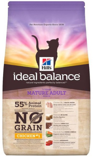 Hill's ideal balance feline mature no grain pollo patata pienso para gatos