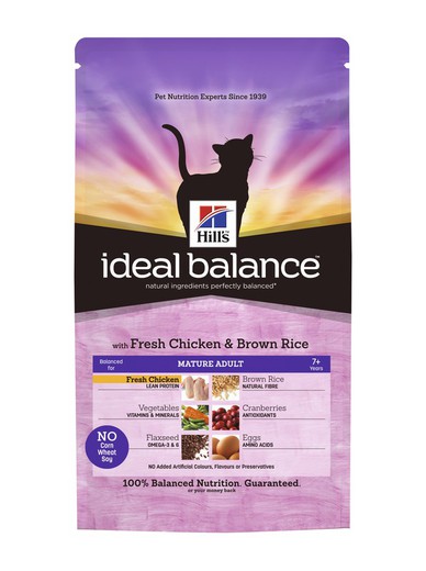 Hill's ideal balance feline mature pollo y arroz pienso para gatos
