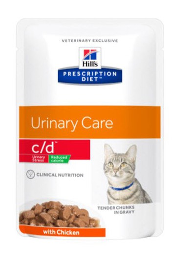 Hill's prescription diet feline c-d urinary reduced calorie pouch comida húmeda para gatos