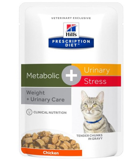 Hill's prescription diet feline metabolic plus urinary stress pouch comida húmeda para gatos