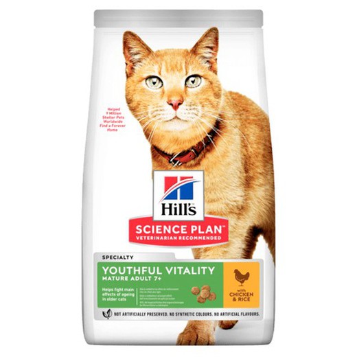 Hill's sp feline adult 7+ youthful vitality pollo pienso para gatos