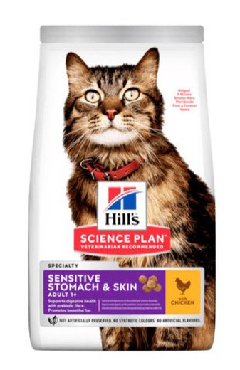 Hill's sp feline adult sensitive stomach skin pollo pienso para gatos