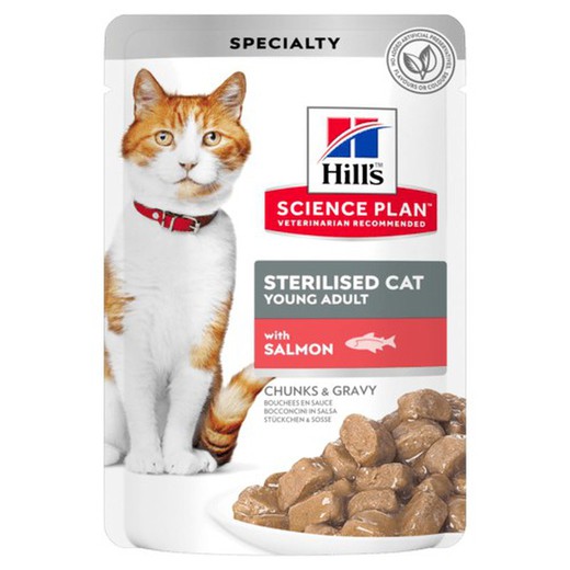 Hill's sp feline adult sterilised salmon pouch pienso para gatos