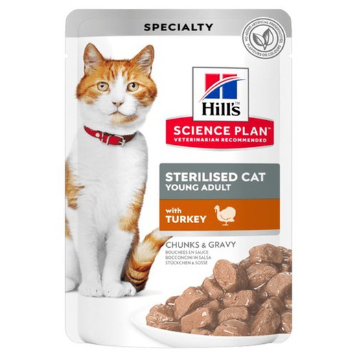 Hill's sp feline sterilised pavo pouch pienso para gatos