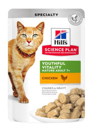 Hill's sp feline youthful vitality pollo pouch pienso para gatos