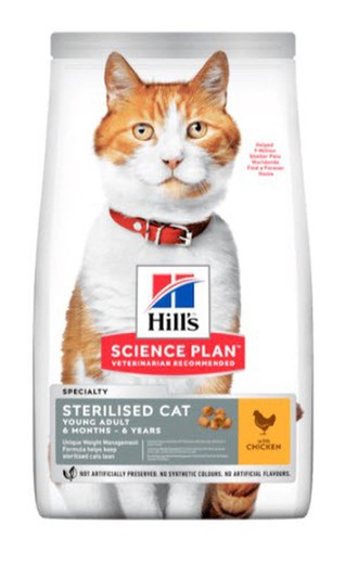 Hill's young adult sterilized cat pollo pienso para gatos