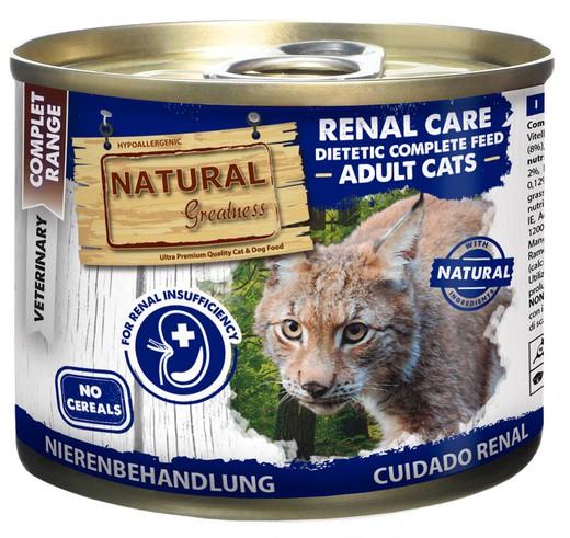 Natural greatness  gama veterinaria cuidado renal cat 200gr. comida húmeda para gatos