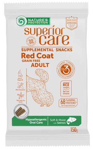 Nature's protection hypoallergenic & oral care red coat snack salmón 150 g snack para perros