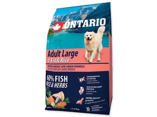 Ontario Adult Large Breed Fish & Rice pienso para perros