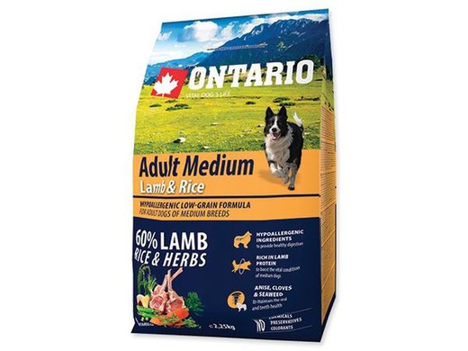 Ontario Adult Medium Lamb & Rice pienso para perros