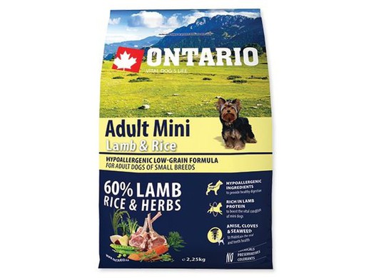 Ontario Adult Mini Lamb & Rice pienso para perros