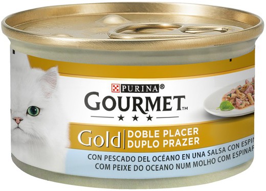 Purina gourmet gold doble placer pescado y espinacas comida húmeda para gatos