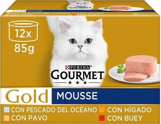 Purina gourmet gold mousse pack surtido 12x85gr comida húmeda para gatos
