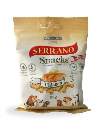 Serrano snacks rico en pollo 100g snack para perros
