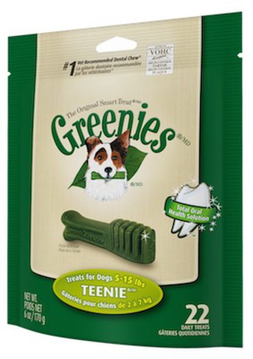 Snack dental greenies teenie (menos de 7kg) snack para perros