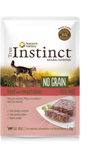 True instinct pouch no grain buey  paté 70 gr comida húmeda para gatos