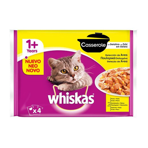 Whiskas casserole 1+ años con pollo en gelatina comida húmeda para gatos