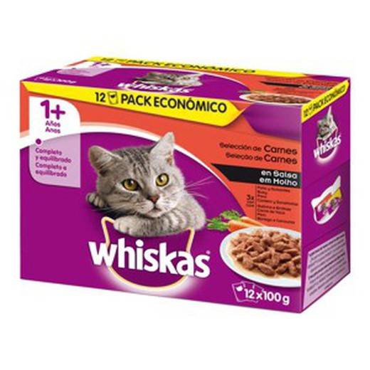 Whiskas multipack carne 12 bolsitas comida húmeda para gatos