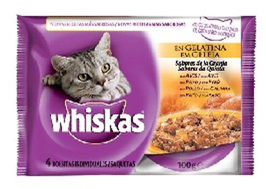 Whiskas multipack sabor granja bolsita comida húmeda para gatos