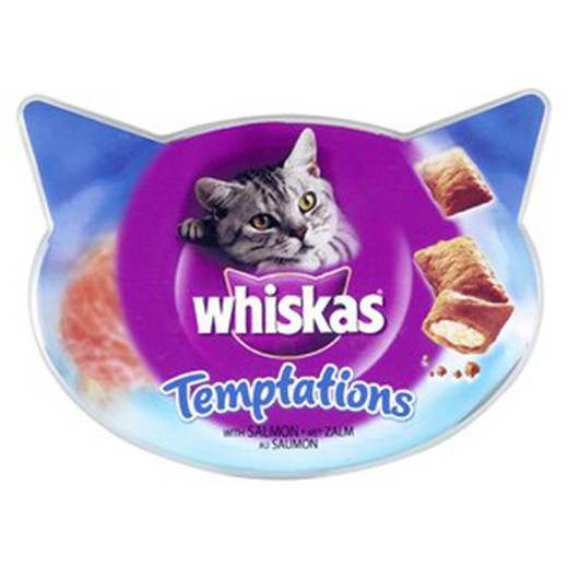 Whiskas snacks temptations salmon comida húmeda para gatos
