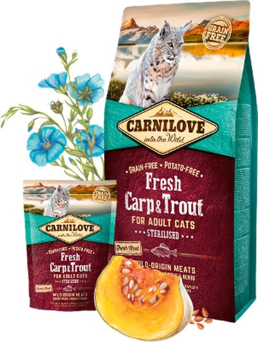 Carnilove feline adult sterilised fresh carpa trucha pienso para gatos