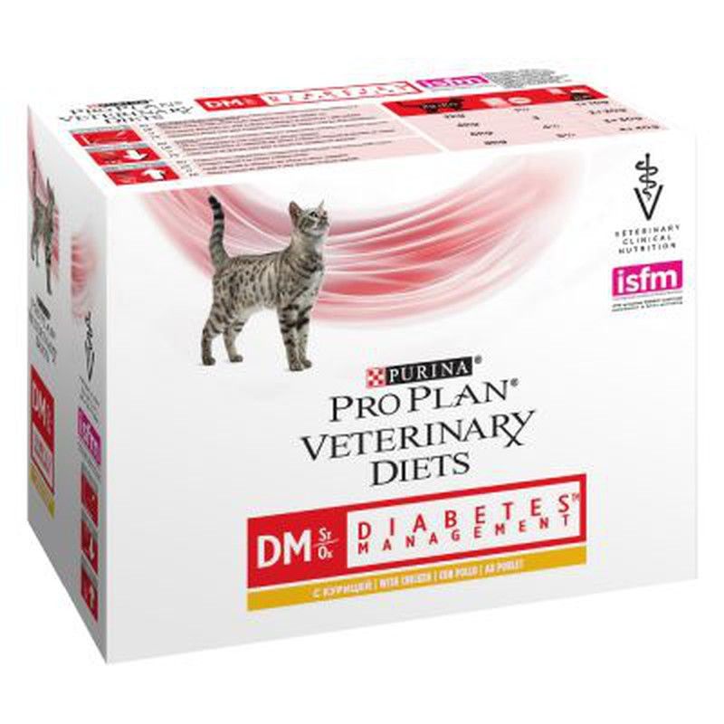 Purina Pro Plan Vet Feline Dm Diabetic Caja Pouch 10x85g Comida H meda 